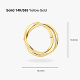 14K Tricolor Yellow Gold Double Knotted